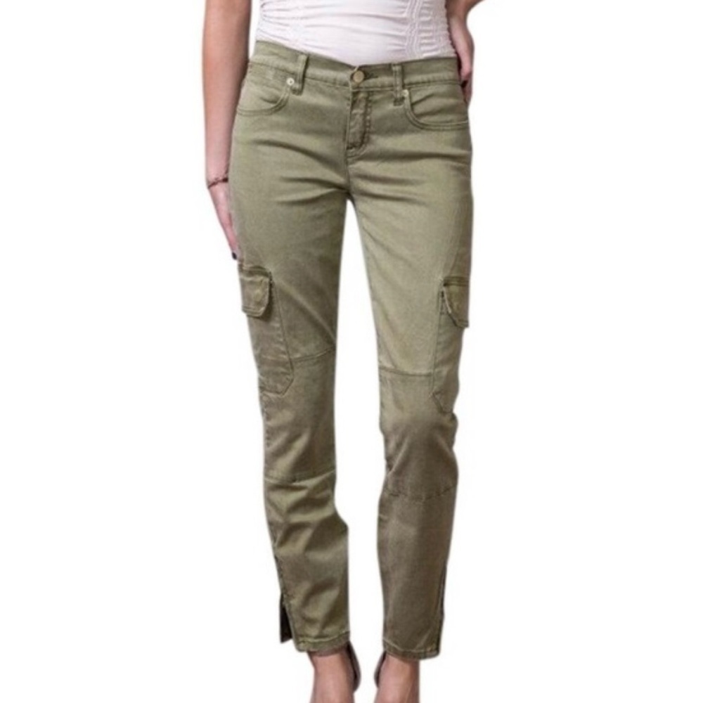 Henry & Belle|Olive Green Cargo Pants,skinny pants•••Moto zip detail at ankle